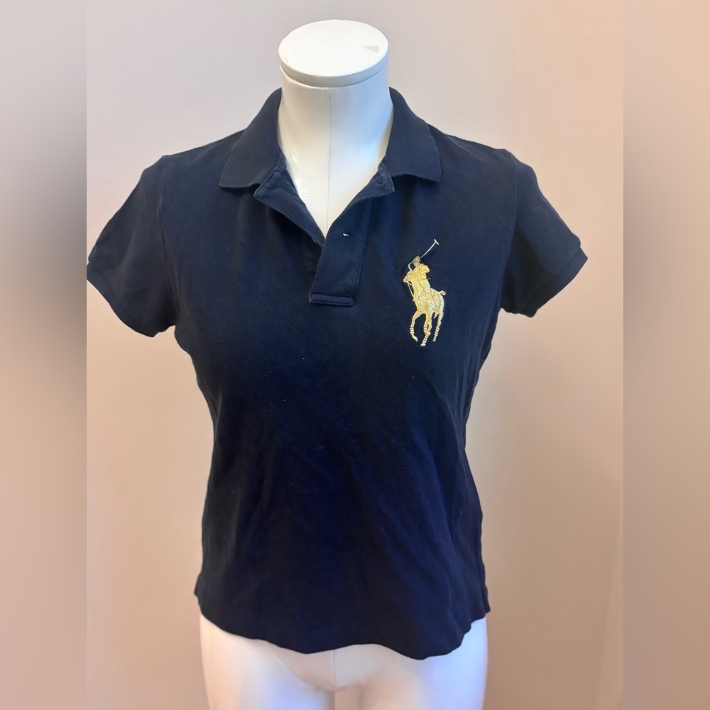 Ralph Lauren Black Gold Fitted Polo Short Sleeve Top
